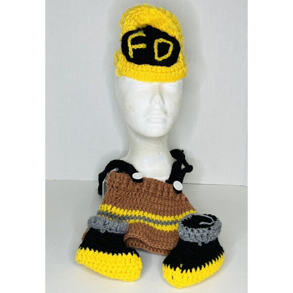 Newborn Baby Photography Props Boy Girls Photo Shoot Props Fireman Fire Dept - Picture 1 of 8